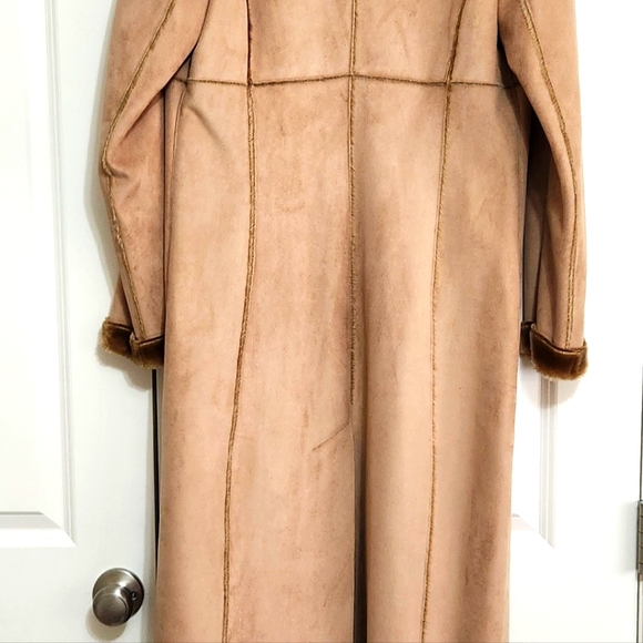 Bebe Micro Fiber Faux Shearling Faux Suede Coat Designer Luxury Vintage - Picture 5 of 6